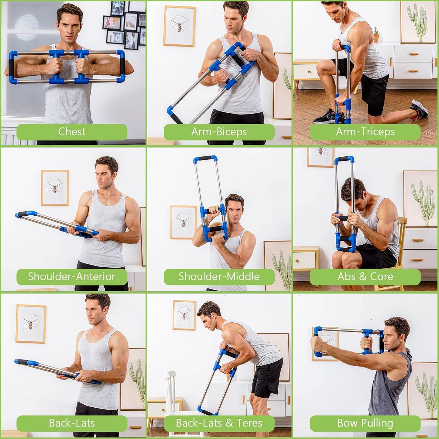 Push down Machine - Chest Exerciser at Home Workout Equipment, Arm Trainer - Portable Spring Resistance Exercise Gym Kit for Home, Travel or Outdoors